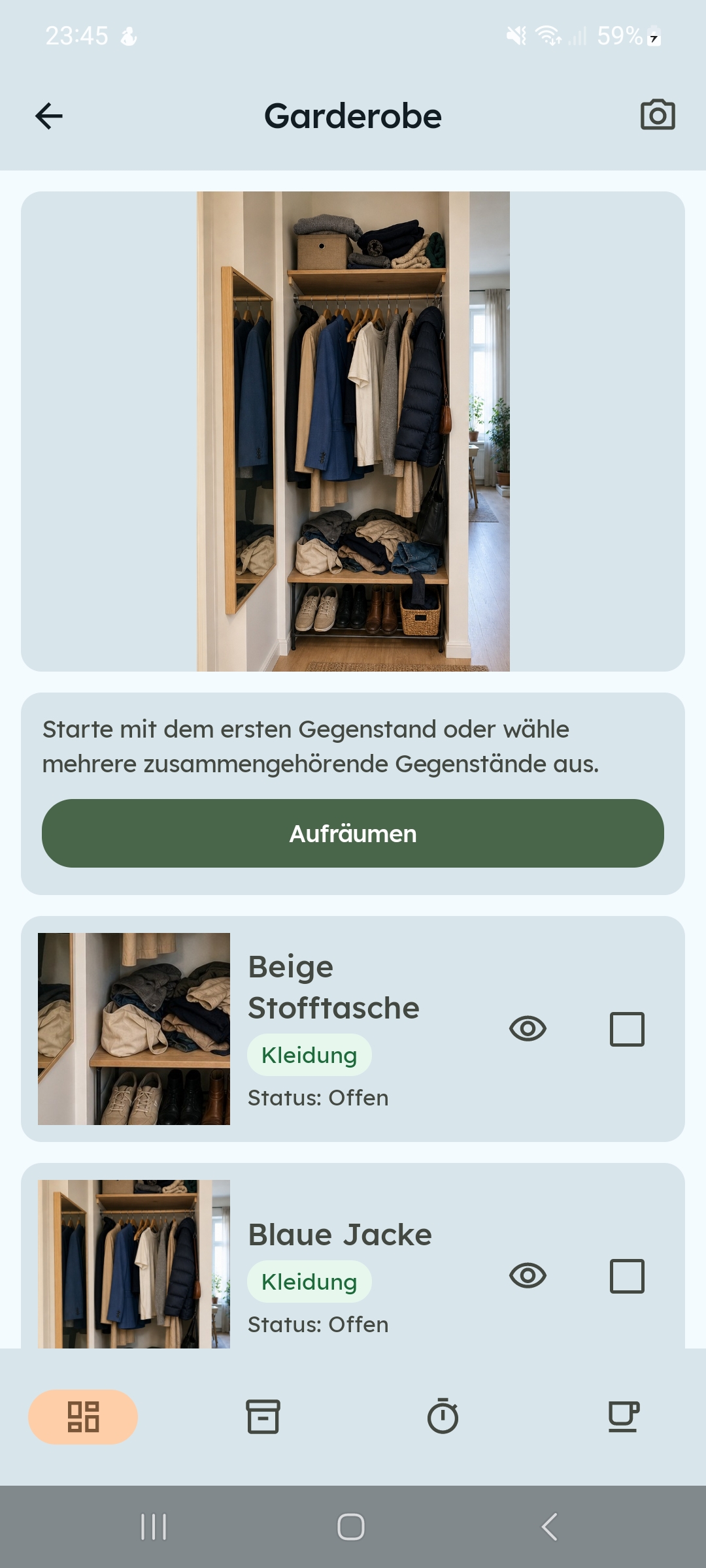 ClutterFlow Screenshot der Gegenstände
