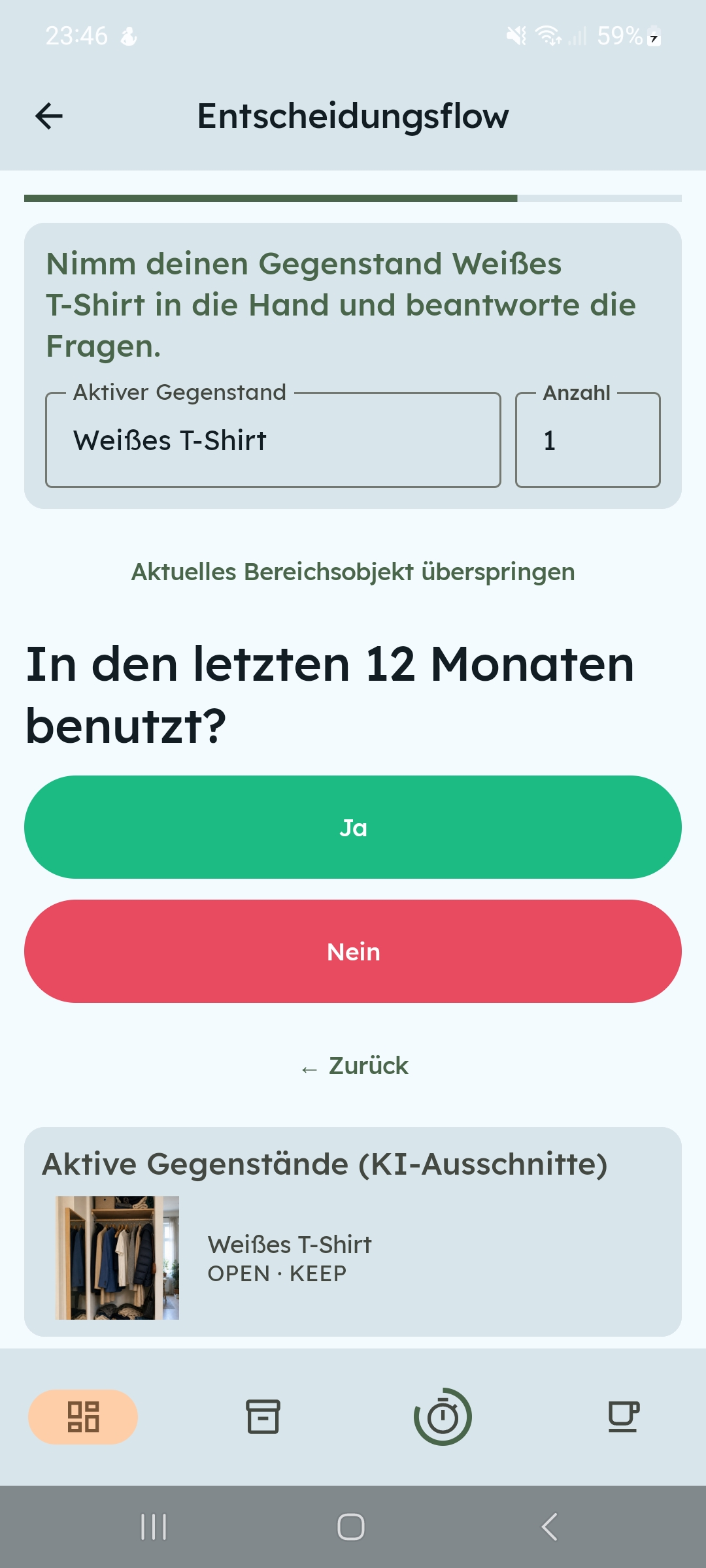 ClutterFlow Screenshot der Entscheidungshilfen