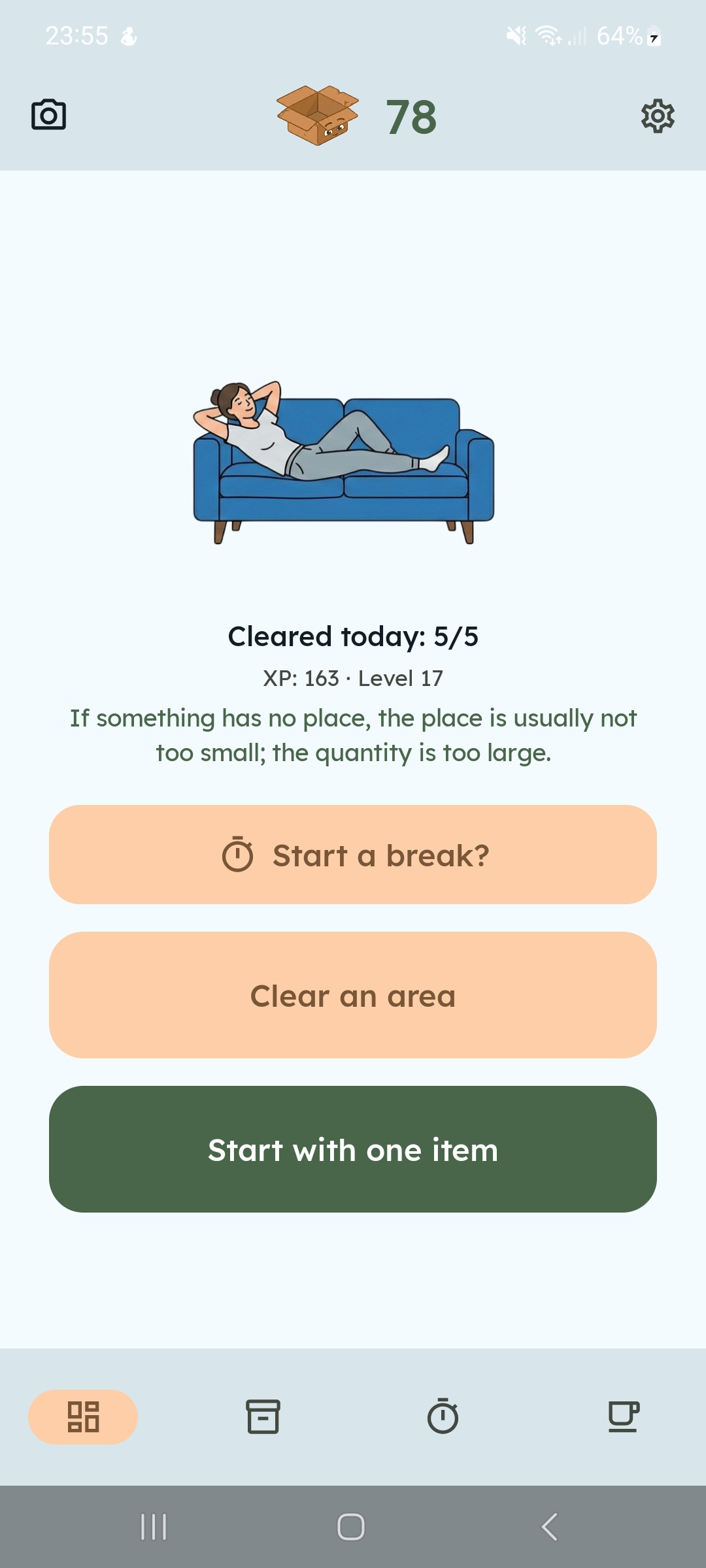 ClutterFlow area analysis screenshot