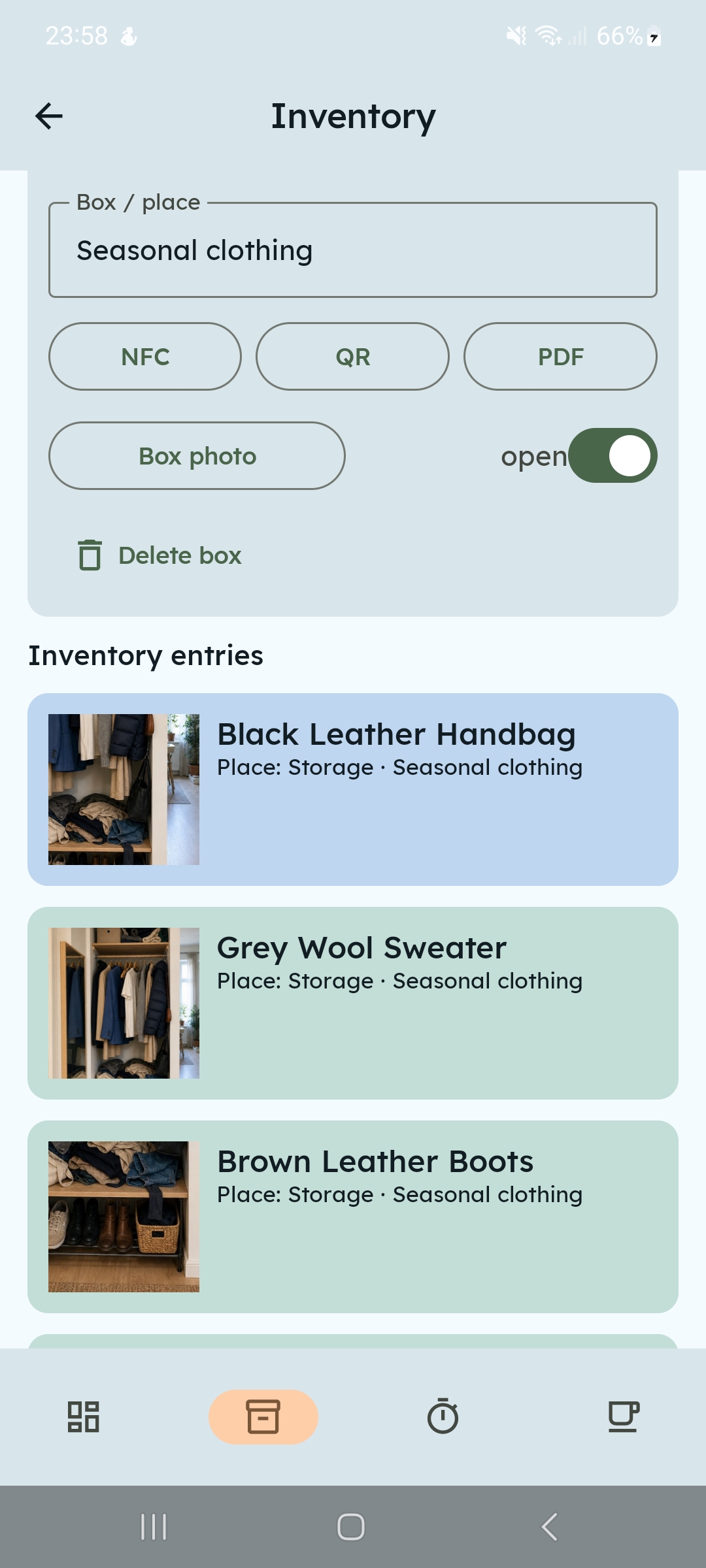 ClutterFlow inventory screenshot